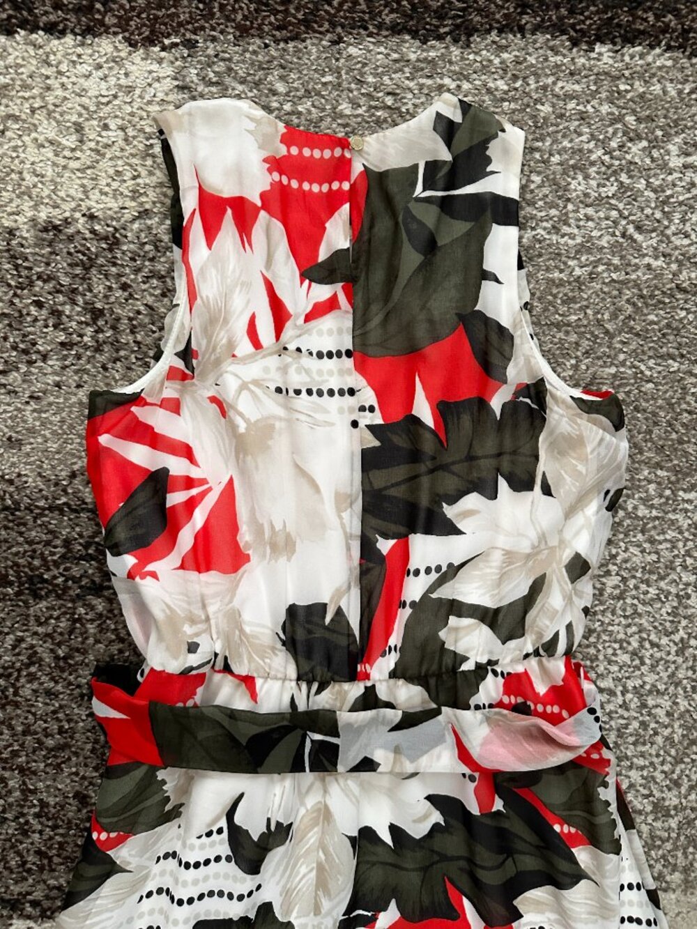 CALVIN KLEIN (Size 4) Chiffon Overlay Floral Dress Maxi Long Red Green White Tie - Picture 13 of 16